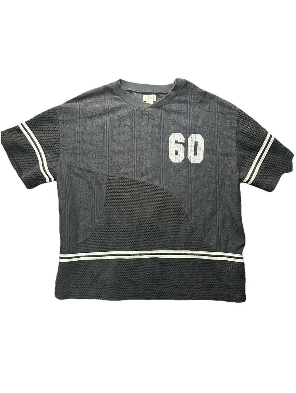 Y2K Mesh Knit Jersey Top Womens Goth Grunge Cyber Streetwear  Cropped Oversized